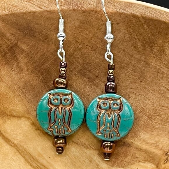 Handmade Owl Drop Earrings | Sterling Silver - Picture 4 of 6